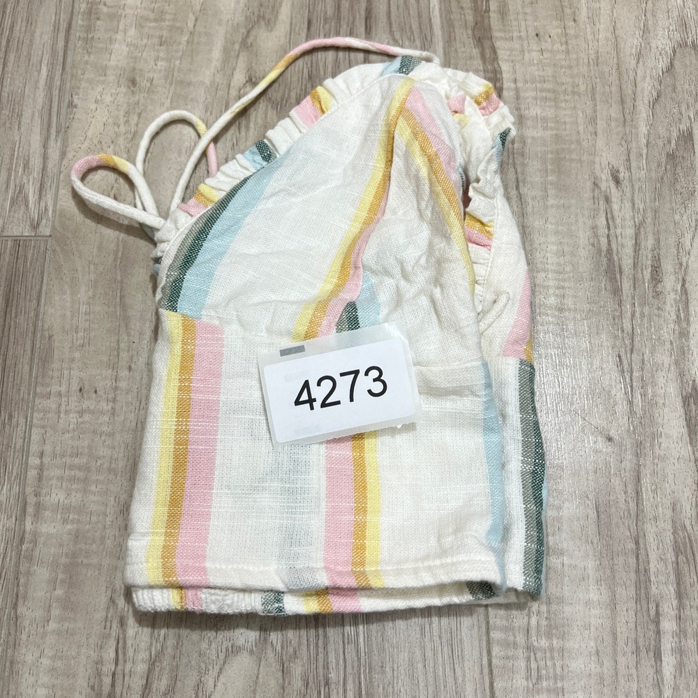 Billabong x The Salty Blonde Pastel Striped Ruffle Crop Cami Top Women's Size S - Picture 8 of 8